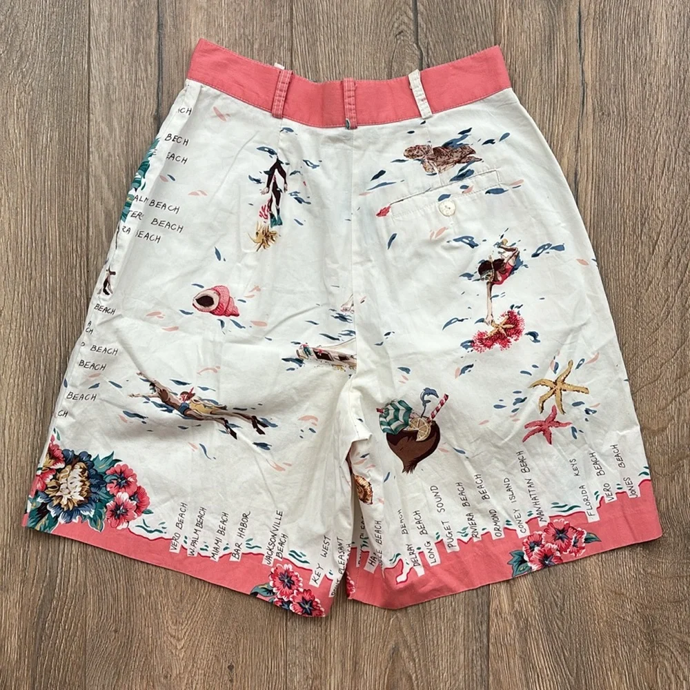 Retro Vintage Bushwacker Beach Shorts Size 4 Pleated High Waist Bermuda USA - Picture 9 of 15